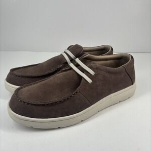 Ariat Hilo Kids Youth US 6C Brown Bomber Suede Slip-On Moc Toe Shoes Sneakers